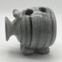 Handmade Art Pottery Grey Gray Pig Toothbrush Holder Signed Barb