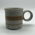 Vintage Clay In Mind Pottery Coffee Cup Mug Hand Thrown Beige Tan Round Handle