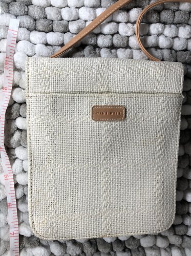 Nine West White Woven Canvas Side Purse
