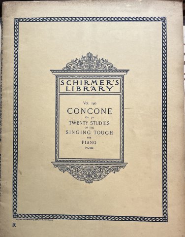 Shirmer&acirc;��s Library Op 30 -20 Studies on the Singing Touch For Piano 1900