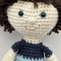 Handmade Crocheted Amigurumi Boy Doll 15&acirc;�� Navy blue shirt orange shoes blue eyes