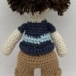 Handmade Crocheted Amigurumi Boy Doll 15&acirc;�� Navy blue shirt orange shoes blue eyes