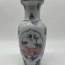 Pastel Blue Green White Pink Green Asian Chinese Lotus Flowers Vase 10”
