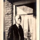 1940s Photo 2.5" x 3.5" Handsome Older Suited Man Window Bricks Plants