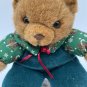 Vintage Russ Berrie Bunky Christmas Bear Plush Stuffed Animal Brown Green Korea