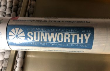 Sunworthy WallPaper Double Roll 55.4 Sq Ft Green Stripe Floral NOS