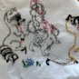 Tablecloth DEER BUNNIES WOODLAND VINTAGE HAND EMB TABLECLOTH TOP SHEET 62&acirc;��x38&acirc;��