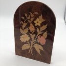 Handmade INLAID WOOD FLORAL INLAY BOOK END LAMINATE HINGED
