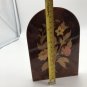 Handmade INLAID WOOD FLORAL INLAY BOOK END LAMINATE HINGED