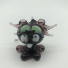 Handmade Blown Glass Art Animal Small Purple LION Figurine with Green Eyes