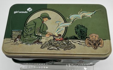 Girl Scout Tin Box With Handle, Small Lunchbox Style 1920s Theme - 2017