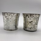 Mercury Silver Gold Glass Set of 2 Wedding Votive Tea Light Holders 3”