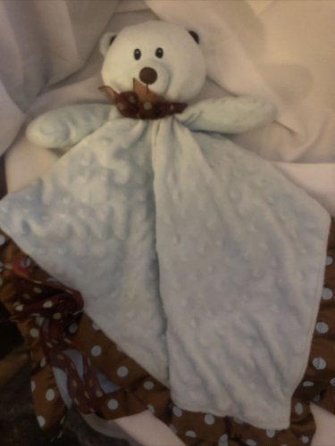 First & Main Bear Blue & Brown Lovey Security Blanket Plush BABY