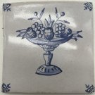 Blue Delft framed Vase Bowl Fruit Vegetables Holland White Signed 5”