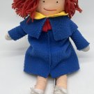 Eden Madeline Plush Doll 1990 Eden Yellow Felt Hat Blue Dress 14”