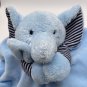 Carters Elephant Lovey 15" Security Blanket Blue Velour Satin Rattle Stripe 2015
