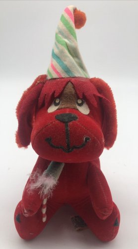 Dakin PET DREAMS by R. Dakin RED DOG BEAR sawdust Velvet BIRTHDAY PARTY HAT