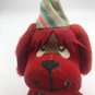 Dakin PET DREAMS by R. Dakin RED DOG BEAR sawdust Velvet BIRTHDAY PARTY HAT