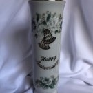Lefton Happy Anniversary Bud Vase 6 1/4" With Sticker Gold Trim 1761