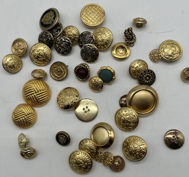Metal Brass Gold Silver Bronze Tone Buttons Military Nautical Scarce 40 Pcs