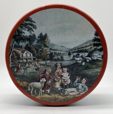 Currier & Ives Decorware Tin "The Four Seasons of Life: Childhood"  8&acirc;��