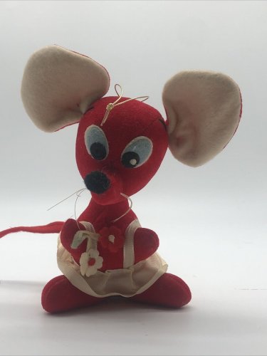 Jerry Elsner Sawdust Stuffed Red Mouse Jerry Elsner Made in Japan 1960s 5&acirc;��