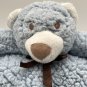 Beansprouts Blue Teddy Bear Security Blanket Lovey Fleece Satin 14&acirc;�� x 14&acirc;��