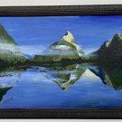 Anson Oil Painting Mountain Blue Green Lake Framed 18”x14” Signed