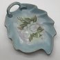 Hand Painted White Roses Robin Egg Blue Porcelain Signed Trinket Dish Nappy