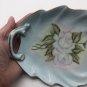Hand Painted White Roses Robin Egg Blue Porcelain Signed Trinket Dish Nappy