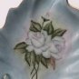 Hand Painted White Roses Robin Egg Blue Porcelain Signed Trinket Dish Nappy
