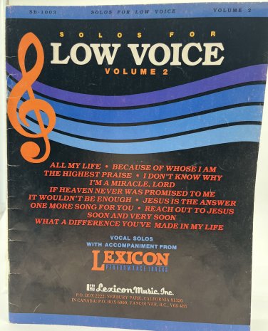 Solos for Low Voice Volume 2 Sheet Music Book Lexicon Performance Tracks 1981
