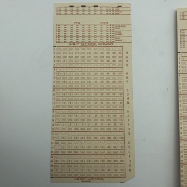 A & P Store Stock Order Form Employee Use Warehouse Use 1960s Movie Prop