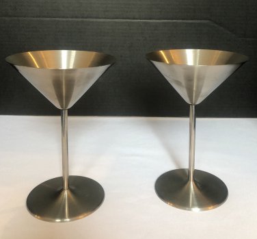 OGGI 6 Ounce oz Stainless Steel Martini/Cocktail Glasses Set of 2