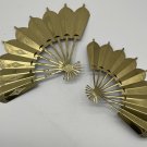 HOMCO Set of 2 Brass Metal Fans 1970’s 13” & 9”