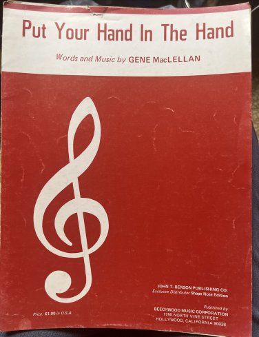 Put Your Hand In The Hand Words and Music Gene MacLellan Sheet Music 1970