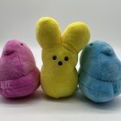 Peeps Bean Bag Plush Chicks Bunny Lot of 3 (Pink, Yellow and Blue) 5"