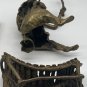 African Benin Bronze Brass Sculpture Tambourine Man Tambourine Shovel Tool 3 Pc