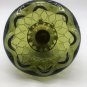 Indiana Green Glass 1960's Rose Bowl with Silver/Gold Leaf Metal Base