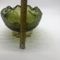Indiana Green Glass 1960's Rose Bowl with Silver/Gold Leaf Metal Base