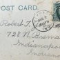 USPS Lovers Lane Island Park, Elkhart, IN Indiana Woods Atq Postcard PM 1907 1c