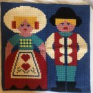 Scheepjeswol Holland Dutch couple cross stitch embroidered pillow top 14”
