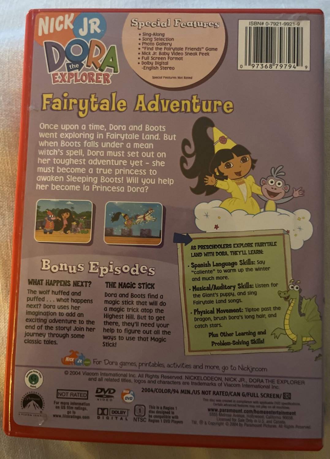 Dora the Explorer Dora Fairytale Adventure DVD 2004 Special Features