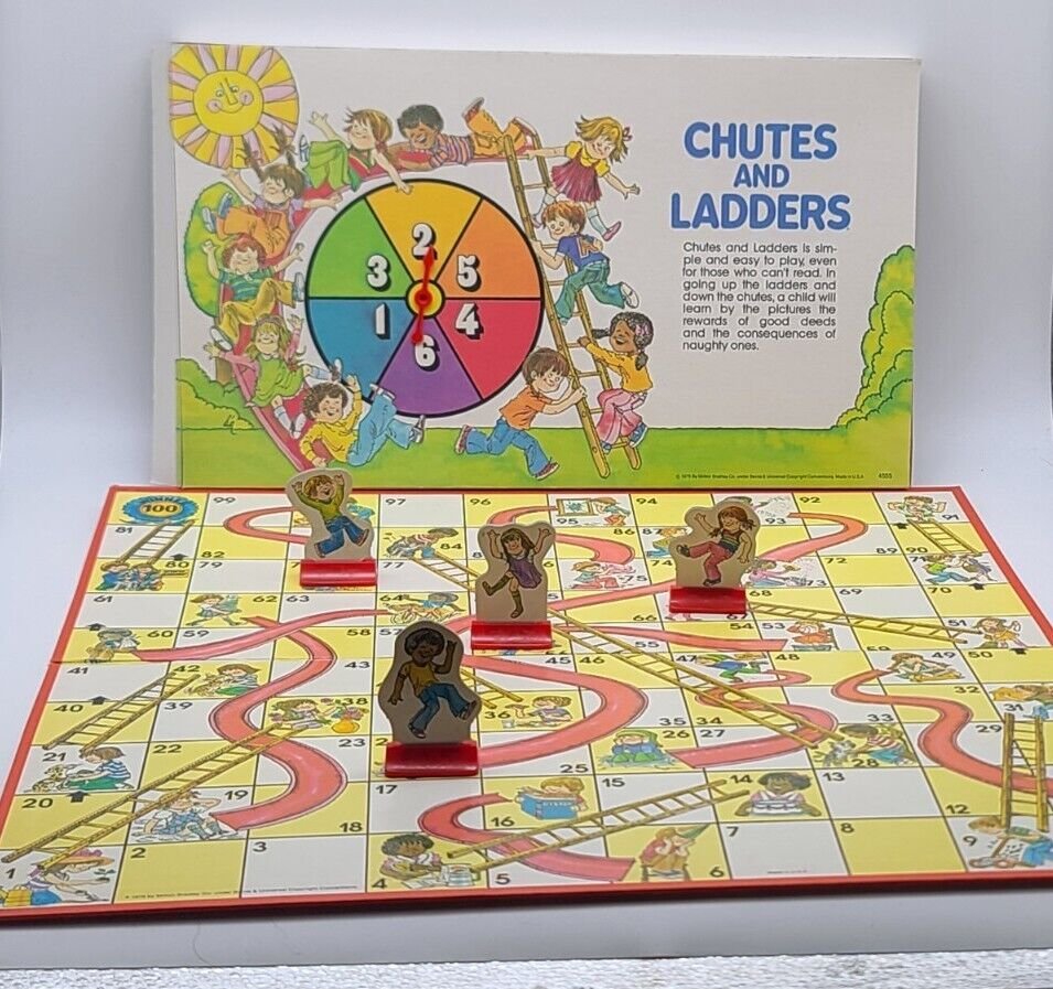 Vintage 1970's Retro Chutes And Ladders Board Game Milton Bradley SEE PICS