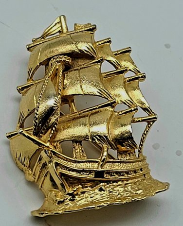 Vintage 2" Sailboat Brass Decorative Pin SEE PIC