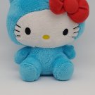 RARE Sanrio Blue Hello Kitty Bow Tie Plush 11" Stuffed Anima CLEAN