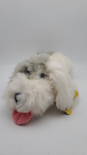 RARE Vintage Mattel Gray/White SMOOCHIE POOCH Sounds Kisses Pants Plush TESTED