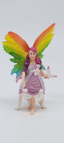ULTRA RARE Hand Painted Schleich Fairy w/ Rainbow Wings - Play Figurine