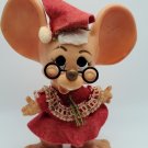 Vintage Roy Des 1970 Christmas Mouse Mrs Claus Hard Plastic Figurine RARE