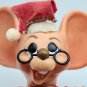 Vintage Roy Des 1970 Christmas Mouse Mrs Claus Hard Plastic Figurine RARE